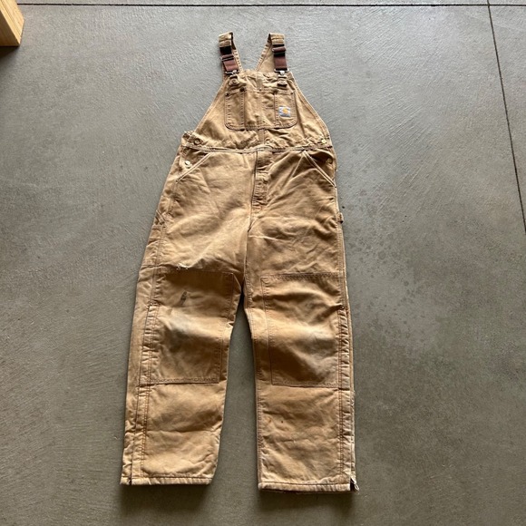 Carhartt Other - Vintage 90s Carhartt Overalls Size 40x30 Tan Duck Canvas Carpenter Workwear Bibs